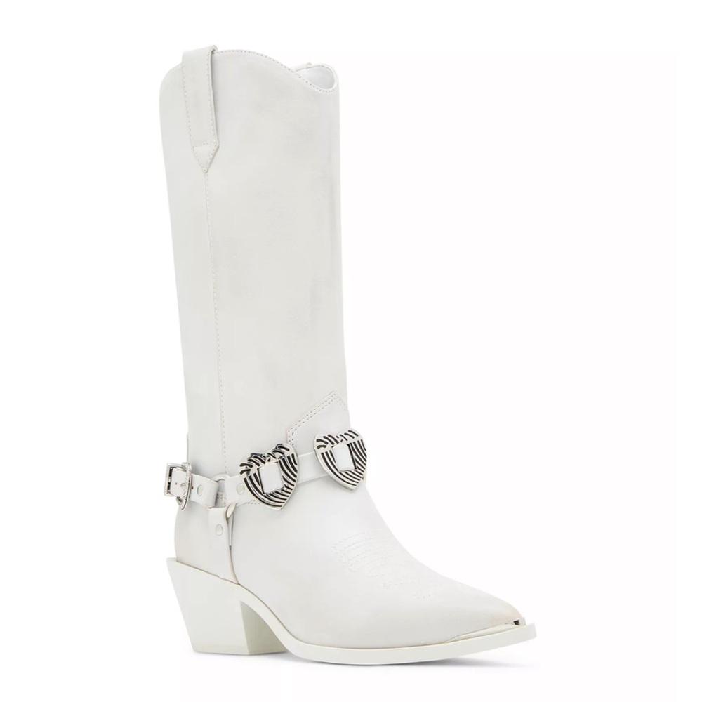 Madden Girl White Distressed Sweetheart Cowboy Boots